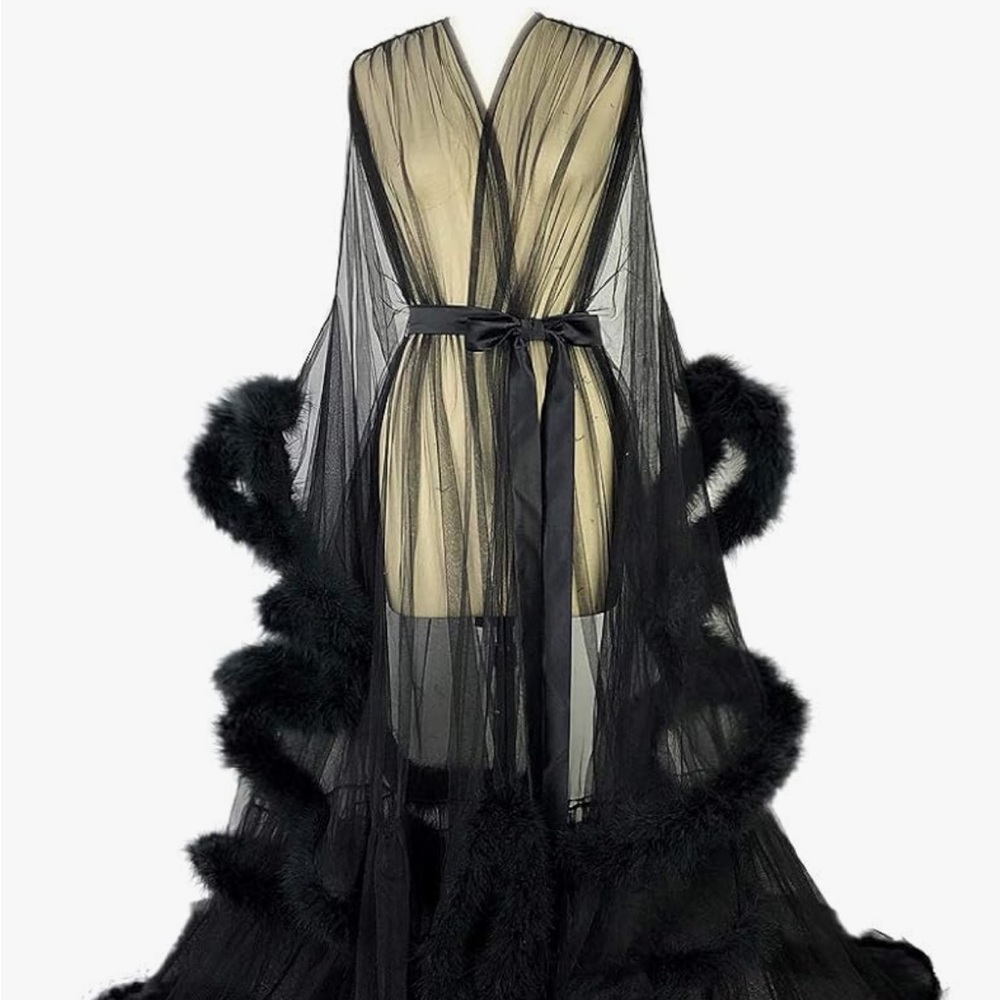 Fur Trim Sheer Robe